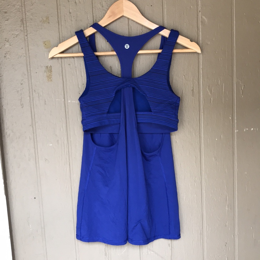 Lululemon all support tank sapphire blue/kanto stripe sapphire blue black - Picture 6 of 9